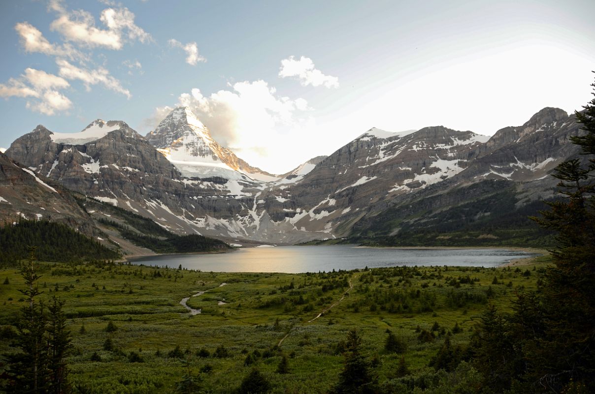 18 Mount Magog, Mount Assiniboine, Mount Strom and Wedgewood Peak At Sunset From Lake Magog